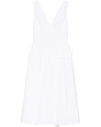 Prada - Midi V-Neck Floral Dress - Lyst