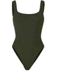 Hunza G - Square-Neck Textured Swimsuit - Lyst