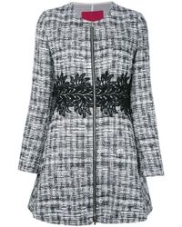 Moncler Manteau zippé en tweed - Noir