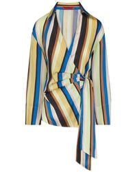 Simon Miller - Vietta Striped Wrap Blouse - Lyst