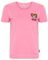 Moschino - | T-shirt stampa Teddy | female | ROSA | XS - Lyst