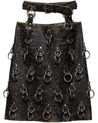 Prada - Minijupe En Cuir À Détail D'Anneau - Lyst