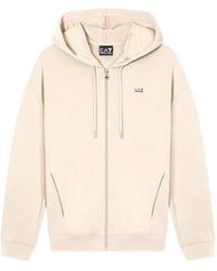EA7 - Logo-Plaque Zip-Up Hoodie - Lyst