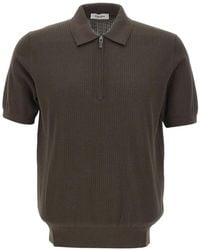 Kangra - Cable-Knit Zip-Up Polo Shirt - Lyst