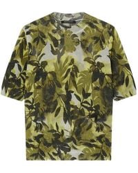 ARMANI EXCHANGE - Leaf-Print Metallic-Thread T-Shirt - Lyst