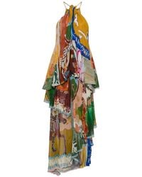 ALÉMAIS - Mlak Graphic-Print Tiered Asymmetric Gown - Lyst