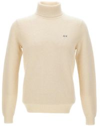 Sun 68 - Embroidered Logo Roll-Neck Sweater - Lyst