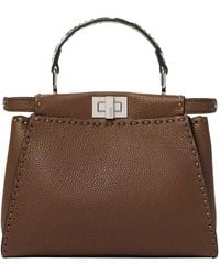 Fendi - Mini Peekaboo Leather Tote Bag - Lyst