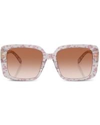 COACH - Floral-Print Square-Frame Sunglasses - Lyst