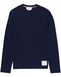 Thom Browne - Logo-patch Long-sleeve Wool T-shirt - Lyst