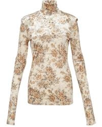 Ganni - Printed Turtleneck Top - Lyst