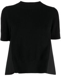 Sacai - Panelled Short-sleeve Knitted Top - Lyst