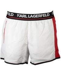 KARL LAGERFELD - Logo-Waistband Side-Stripe Swim Shorts - Lyst