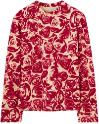 Burberry - Rose-print Cotton Sweatshirt - Lyst