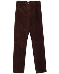 KHAITE - Straight Suede Trousers - Lyst