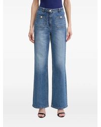 Morgan - Button-Pocket Wide-Leg Jeans - Lyst