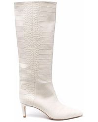Paris Texas - Leather Croc-Effect Stiletto Boots - Lyst