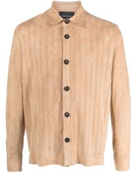 Tagliatore - Spread-Collar Leather Shirt - Lyst