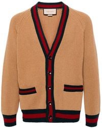 Gucci - Web Motif Wool Cardigan - Lyst