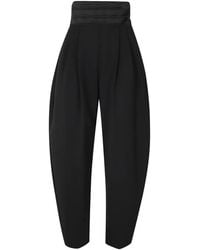 ANDAMANE - Sandy Satin-Waistband Pleated Trousers - Lyst