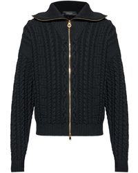 Versace - Zip-Up Cable-Knit Cardigan - Lyst