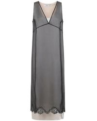 Carven - Lace-Trimmed Silk Midi Dress - Lyst