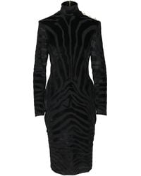 Balmain - Zebra-Pattern Midi Dress - Lyst