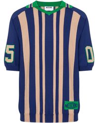 Moschino - Gestreiftes T-Shirt Mit V-Ausschnitt - Lyst