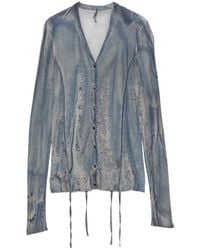 Masnada - Acid-Wash Ribbed Cardigan - Lyst