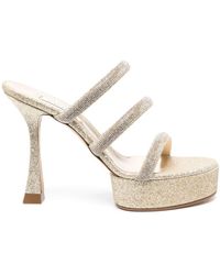 Casadei - Embellished Calf Leather Mules - Lyst