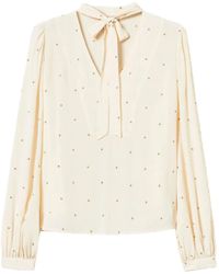 Twinset - Embellished Tie-Neck Blouse - Lyst