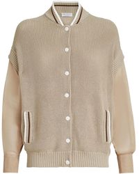 Brunello Cucinelli - Organza-Sleeves Cotton Cardigan - Lyst