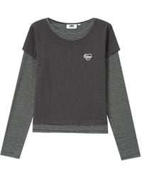 Chocoolate - Layered-Design Striped-Sleeve T-Shirt - Lyst