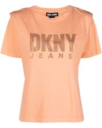 DKNY - T-shirt Met Logo Van Stras - Lyst