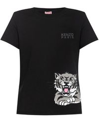 KENZO - Tiger-Print Cotton Top - Lyst