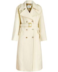 Etro - Belted-waist Double-breasted Coat - Lyst