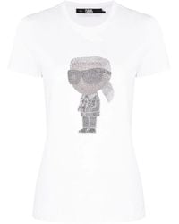 Karl Lagerfeld - Ikon Rhinestone-Embellished T-Shirt - Lyst
