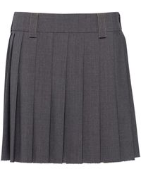 Miu Miu - Virgin-wool Pleated Skirt - Lyst