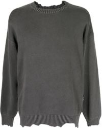Izzue Raw-cut Knitted Sweater - Gray