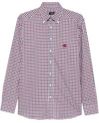 Etro - Gingham-Check Embroidered-Logo Shirt - Lyst