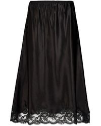 Rabanne - Lace-Trim Satin Midi Skirt - Lyst