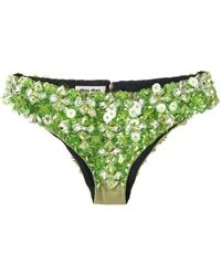 Miu Miu - Embroidered Beaded Silk Briefs - Lyst