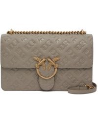 Pinko - Love Birds Debossed Leather Cross Body Bag - Lyst
