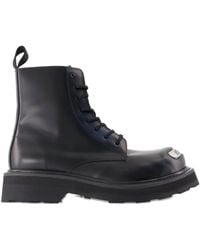 KENZO - 35Mm Smile Lace-Up Metal-Plaque Combat Boots - Lyst