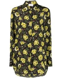 P.A.R.O.S.H. - Floral-Print Silk Shirt - Lyst