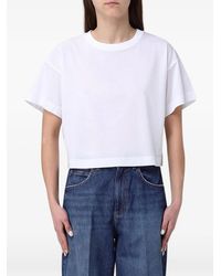 Max Mara - Logo-Embroidered Cropped T-Shirt - Lyst