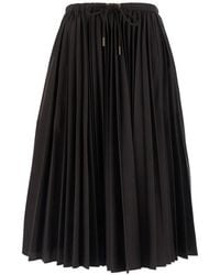 Moncler - Pleated Drawstring Midi Skirt - Lyst