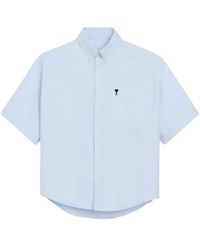 Ami Paris - Light Boxy Short Sleeve Cotton Shirt - Lyst