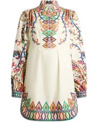 Etro - Vestido Corto Con Estampado De Cachemira Y Pliegues - Lyst