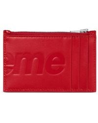 Supreme - Embossed-Logo Leather Card Holder - Lyst
